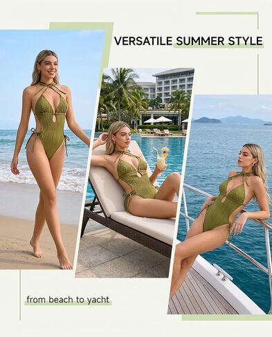 Green Halter Tie Swimsuit, M in Saudi Arabia