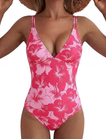 ZAFUL Womens One Piece Swimsuits Tummy Control Push Up Bathing Suit Double Straps Crisscross Back Tie Swimwear in Saudi Arabia