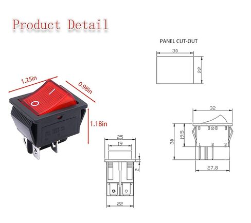 2 قطعة 4 دبوس 2 موقف الروك التبديل، KCD4 DPST قارب تبديل التبديل مع الضوء الأحمر 16A / 250V 20A / 125V AC لموزعات المياه، وأضواء الدراجات النارية، المطاحن ومفاتيح الطاقة المعدات الإلكترونية in Kuwait