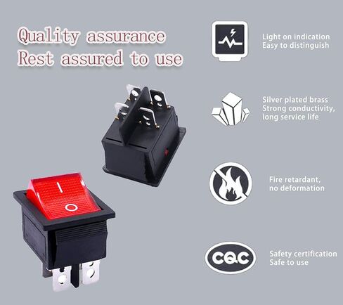 2 قطعة 4 دبوس 2 موقف الروك التبديل، KCD4 DPST قارب تبديل التبديل مع الضوء الأحمر 16A / 250V 20A / 125V AC لموزعات المياه، وأضواء الدراجات النارية، المطاحن ومفاتيح الطاقة المعدات الإلكترونية in Kuwait