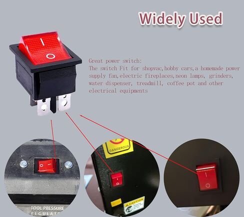 2 قطعة 4 دبوس 2 موقف الروك التبديل، KCD4 DPST قارب تبديل التبديل مع الضوء الأحمر 16A / 250V 20A / 125V AC لموزعات المياه، وأضواء الدراجات النارية، المطاحن ومفاتيح الطاقة المعدات الإلكترونية in Kuwait
