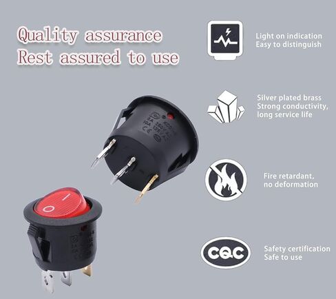 KCD1-105 20 مم قطرها مفاتيح الروك الحمراء المستديرة 3pin 2 موقف للمطاحن، جزازة العشب، منفاخ الثلج، صانع القهوة. الخ in Kuwait