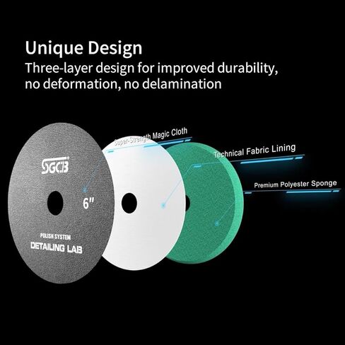 SGCB Pro 6" RO DA Buffing Polishing Pad Buffer Pads Hook and Loop Buffing Foam Pads Sponge Polish Pad 4Pcs Coarse to Fine for 6 Inch RO DA Rotary Polisher Compounding, Polishing, Finishing and Waxing in Kuwait