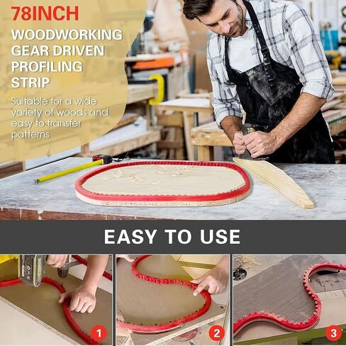 Woodworking Profiling Strip, 22.4in Length, Flexible Gear Driven for Curves Layout, Flexible Curve Template for Woodworking Projects in Saudi Arabia