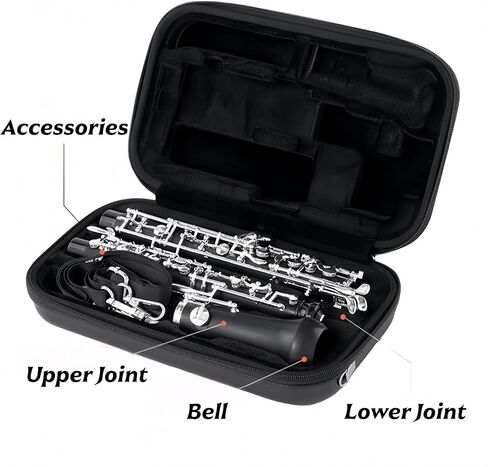 Black Oboe Carrying Case with Adjustable Strap, Hard Shell Protective Storage Box, Soft Sponge & Fleece Interior, 31x18.5x7cm in Saudi Arabia