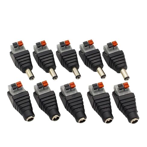fengpeng 5pcs DC Male +5 pcs Female Connector 2.1 * 5.5mm Power Jack Adapter Plug Connector for 3528/5050/5730 Single Color led Strip in Kuwait