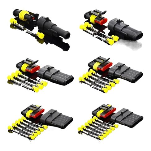 fengpeng 2-5sets Kit 2 pin 1/2/3/4/5/6 pins Way AMP Super Seal Waterproof Electrical Wire Connector Plug for car Waterproof Connector(3P,5 Set) in Kuwait