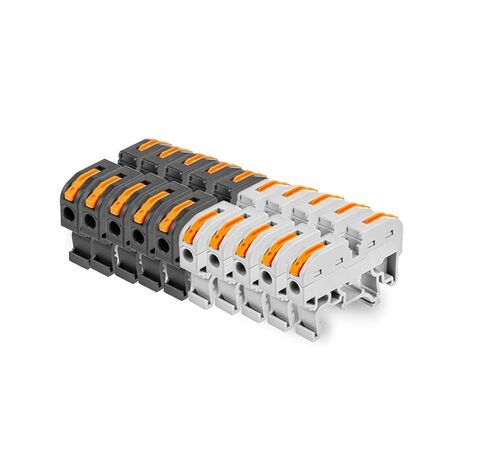 موصل توصيل الأسلاك المدمج العالمي 10 قطع Din Rail Terminal Block 211 سلك موصل كهربائي عالمي سريع اتصال موصل الكابل مع مجموعة شريط الأرقام (10CPCS رمادي) in Saudi Arabia