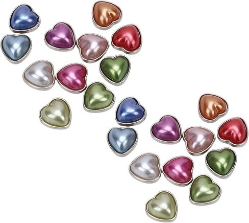 Keenso Heart Shaped Rivet Button, Zinc Alloy Faux Pearl Decorative Studs for Clothing Jackets Bags, 22 Sets 11 Colors 16mm for DIY Projects in Saudi Arabia