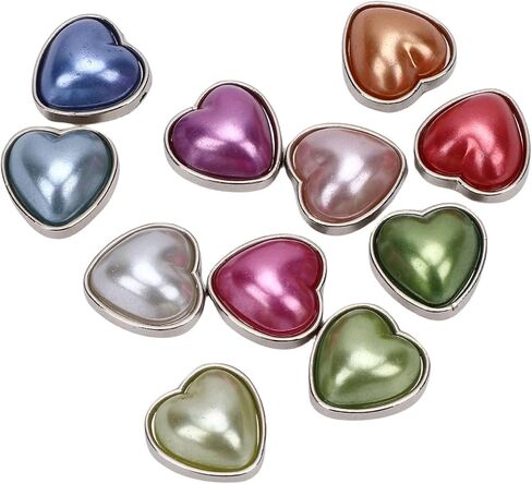 Keenso Heart Shaped Rivet Button, Zinc Alloy Faux Pearl Decorative Studs for Clothing Jackets Bags, 22 Sets 11 Colors 16mm for DIY Projects in Saudi Arabia