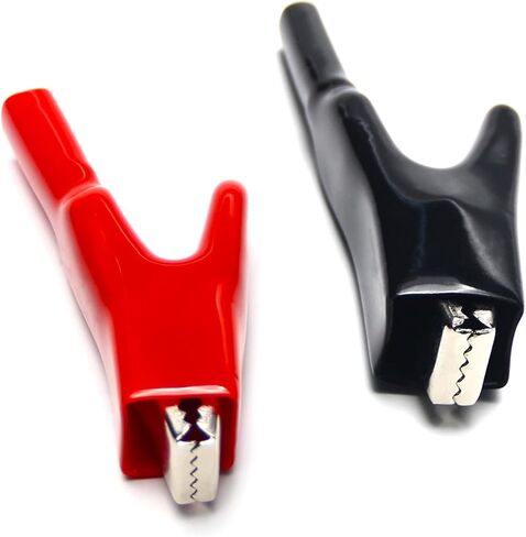 Fielect 2Pcs 50A Heavy-Duty Insulated Alligator Clips Battery Cable Clips Battery Crocodile Electrical Test Clamps Battery Charger Clamp for Car Auto Vehicle Boat, Red Black in Saudi Arabia