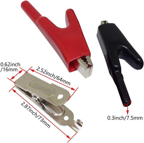 Fielect 2Pcs 50A Heavy-Duty Insulated Alligator Clips Battery Cable Clips Battery Crocodile Electrical Test Clamps Battery Charger Clamp for Car Auto Vehicle Boat, Red Black in Saudi Arabia