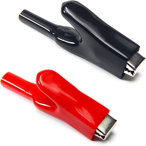 Fielect 2Pcs 50A Heavy-Duty Insulated Alligator Clips Battery Cable Clips Battery Crocodile Electrical Test Clamps Battery Charger Clamp for Car Auto Vehicle Boat, Red Black in Saudi Arabia