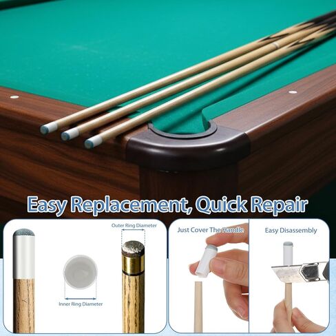 24Pcs Pool Cue Tips Replacement Kit, 4 Sizes Slip On Pool Cue Tips, Billiard Stick Tip for Billiard Accessories(9mm/ 10mm/ 12mm/ 13mm, Each Size 6pcs) in Saudi Arabia