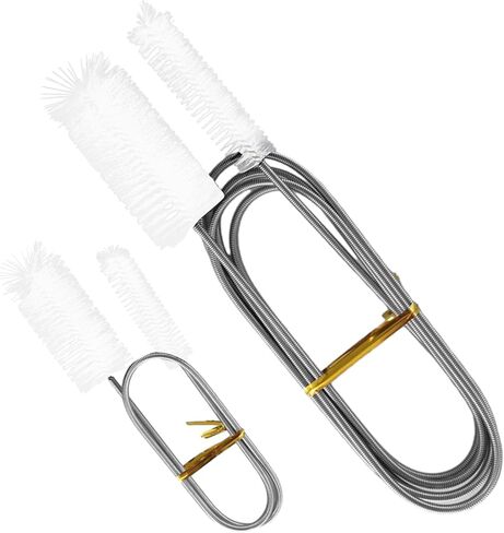 2pcs Flexible Long Drain Brush Set, Hose Pipe Stainless Steel Nylon Bristles Brushes with Dual Heads Tube Cleaner Brush for Kitchen, Sink, Drain Pipe, and Pipe Cleaning Tool in Saudi Arabia
