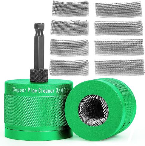 مجموعة منظف الأنابيب النحاسية المعدنية 1/2 بوصة و3/4 بوصة مع ساق سداسية 1/4 بوصة، كل مجموعة مكونة من 3 قطع إضافية من الشفرات القابلة للاستبدال لتنظيف الصدأ والبقع والطلاء من الأنابيب النحاسية وجميع أنواع الأنابيب المعدنية (برتقالي) in Kuwait
