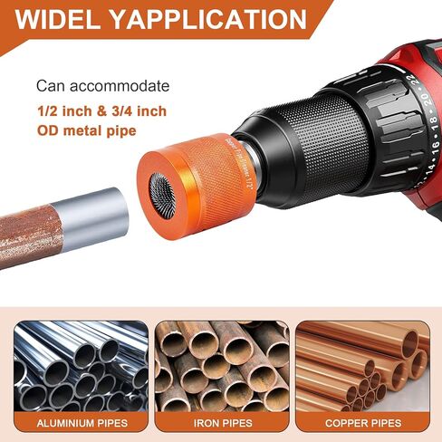 1/2" & 3/4" Metal Copper Pipe Cleaner Set with 1/4 Hex Shank,Each Set Additional 3Pcs Replaceable Blades for Cleaning Rust,Stains and Paint from Copper Pipes and All Types of Metal Pipes(Orange) in Saudi Arabia