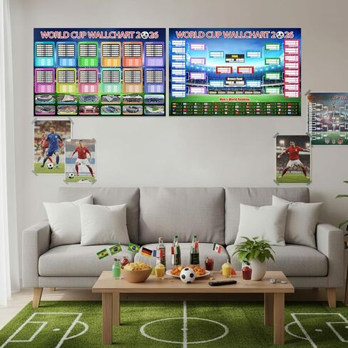 ملصق جدول كأس العالم قطعتين من Zeptrix 2026 والجولة النهائية لمجموعة 48 فريق، ملصق عملي مطوي وقلم، ديكورات بضائع وإكسسوارات كأس العالم لكرة القدم، هدايا لمحبي كرة القدم in Saudi Arabia