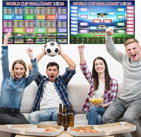 ملصق جدول كأس العالم قطعتين من Zeptrix 2026 والجولة النهائية لمجموعة 48 فريق، ملصق عملي مطوي وقلم، ديكورات بضائع وإكسسوارات كأس العالم لكرة القدم، هدايا لمحبي كرة القدم in Saudi Arabia