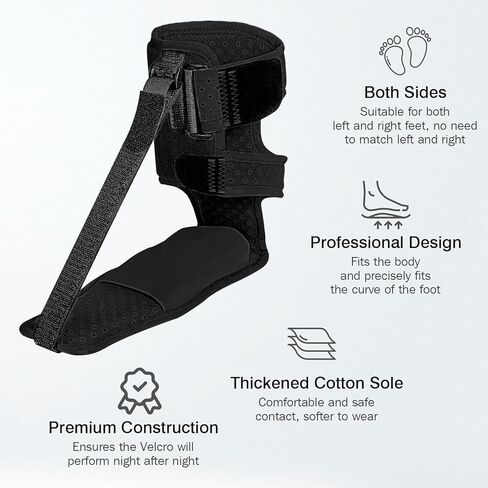 Upgraded Plantar Fasciitis Night Splint, Adjustable Straps Plantar Fasciitis Relief, Supportive Foot Braces with Arch Cushion for Achilles Tendonitis, Foot Drop & Heel Spur Pain Relief Day & Night (Black) in Saudi Arabia