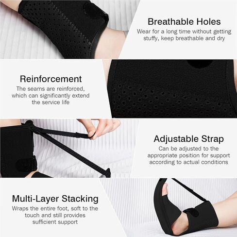 Upgraded Plantar Fasciitis Night Splint, Adjustable Straps Plantar Fasciitis Relief, Supportive Foot Braces with Arch Cushion for Achilles Tendonitis, Foot Drop & Heel Spur Pain Relief Day & Night (Black) in Saudi Arabia