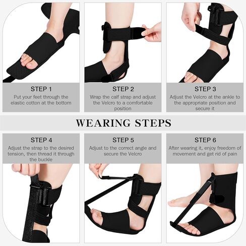 Upgraded Plantar Fasciitis Night Splint, Adjustable Straps Plantar Fasciitis Relief, Supportive Foot Braces with Arch Cushion for Achilles Tendonitis, Foot Drop & Heel Spur Pain Relief Day & Night (Black) in Saudi Arabia