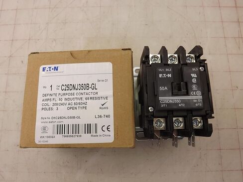 CUTLER HAMMER C25DNJ350B 50 AMP, 3 Pole, 240 VAC Coil, Box LUGS, Definite Purpose CONTACTOR, Open N-R in Saudi Arabia