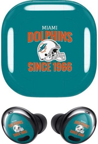 Skinit Decal Audio Skin Compatible with Samsung Galaxy Buds Pro - Officially Licensed NFL Miami Dolphins Helmet Design in Saudi Arabia