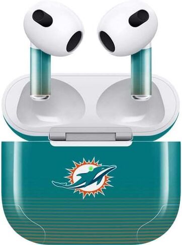 غلاف صوتي من Skinit متوافق مع Apple AirPods (الجيل الثالث، 2021) - تصميم مرخص رسميًا من NFL Miami Dolphins Breakaway in Saudi Arabia