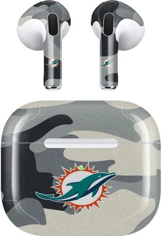 غلاف صوتي من Skinit متوافق مع Apple AirPods (الجيل الثالث، 2021) - تصميم مموه مرخص رسميًا من NFL Miami Dolphins in Saudi Arabia