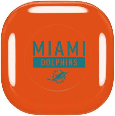 ملصق صوتي من Skinit متوافق مع Samsung Galaxy Buds Pro - تصميم سلسلة الأداء NFL Miami Dolphins Orange المرخص رسميًا in Saudi Arabia