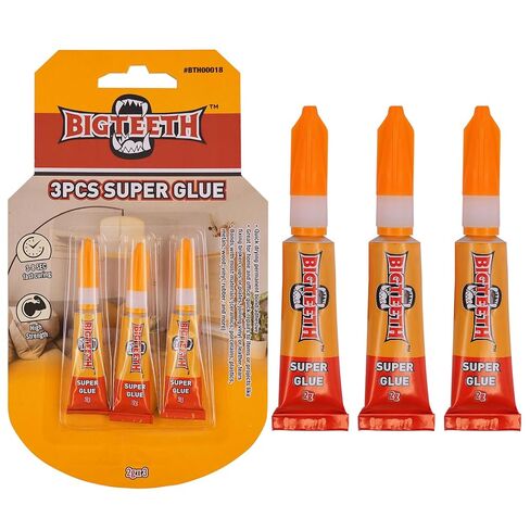 BIGTEETH Super Glue - 3pcs 0.07oz Strong Liquid Clear Super Glue for Home and Office Quick Repairs,All Purpose Adhesive for Ceramics, Porcelains, Plastics,Metals, Wood, Vinyl, Rubber, and More in Saudi Arabia