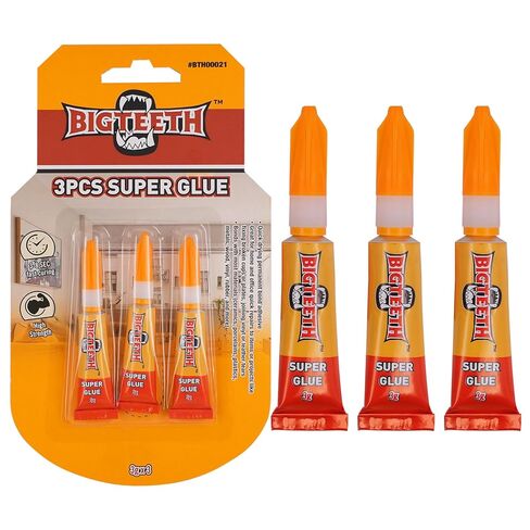 BIGTEETH Super Glue - 3pcs 0.07oz Strong Liquid Clear Super Glue for Home and Office Quick Repairs,All Purpose Adhesive for Ceramics, Porcelains, Plastics,Metals, Wood, Vinyl, Rubber, and More in Saudi Arabia