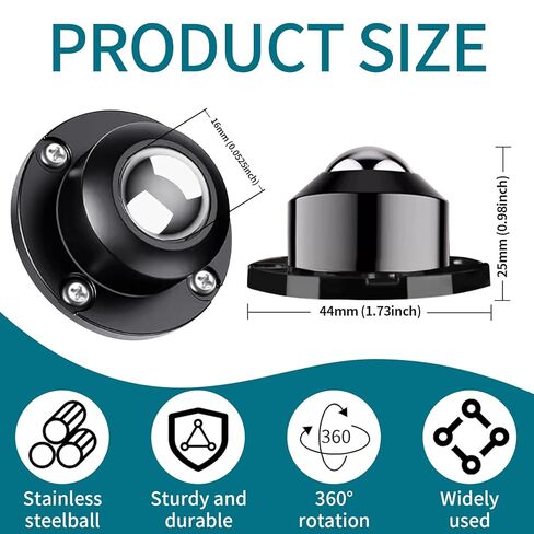 Self Adhesive Caster Wheels, Appliance Rollers for Kitchen Appliances, Stainless Steel Universal 360° Swivel Universal Wheel Mini Ball Transfer Roller,1 Inch Low Profile Swivel Wheels Black 4 Pack in Saudi Arabia