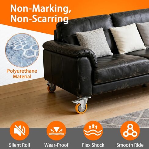 عجلات عجلات مقاس 4 بوصات، مجموعة مكونة من 4 عجلات مع نظام دوار وقفل - شديدة التحمل بوزن 220 رطلًا لكل منها لعربات البستنة وعربات المستودعات ومقاعد عمل المرآب ومقاعد النجارة in Kuwait