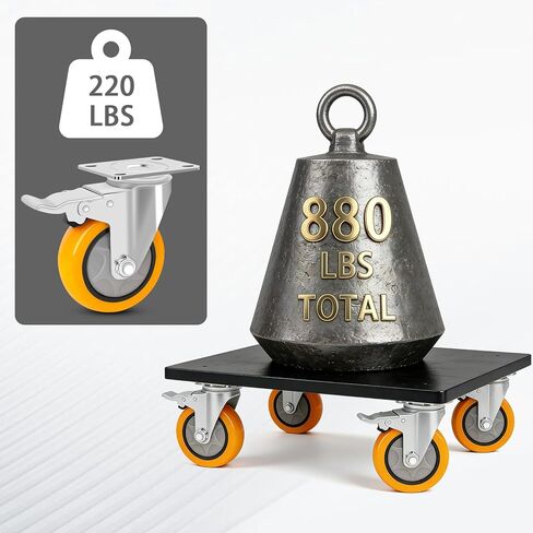 عجلات عجلات مقاس 4 بوصات، مجموعة مكونة من 4 عجلات مع نظام دوار وقفل - شديدة التحمل بوزن 220 رطلًا لكل منها لعربات البستنة وعربات المستودعات ومقاعد عمل المرآب ومقاعد النجارة in Kuwait