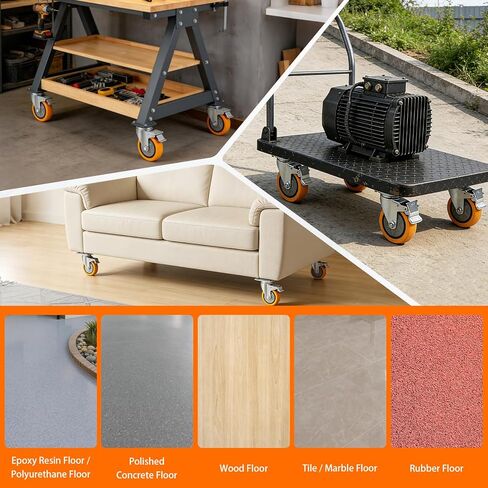 عجلات عجلات مقاس 4 بوصات، مجموعة مكونة من 4 عجلات مع نظام دوار وقفل - شديدة التحمل بوزن 220 رطلًا لكل منها لعربات البستنة وعربات المستودعات ومقاعد عمل المرآب ومقاعد النجارة in Kuwait