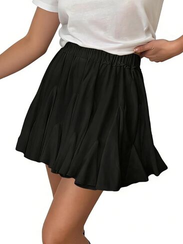 SHENHE Women's Ruffle Flowy Mini Skirt High Waisted A Line Boho Swing Short Skirt in Saudi Arabia