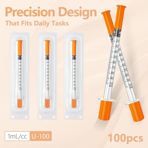 1 ml/cc Syringe 30G 5/16" (8mm) U-100, Individual Package Pack of 100 in Saudi Arabia