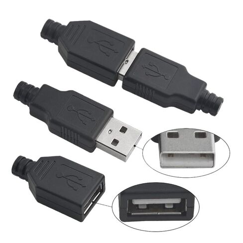 fengpeng 10pcs Type A Male Female USB 4 Pin Plug Socket Connector with Black Plastic Cover, Type-A for DIY Projects(10pcs Female Male) in Saudi Arabia