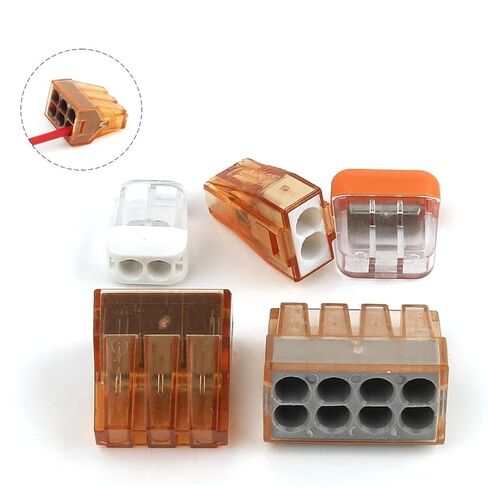 Universal Compact Wiring Splicing Conector 25PCS Quick Wiring Connectors 2/3/4/5/6/8 Pin Hard Wire Straight Insertion Compact Push-in Type Conductor Terminal Block(NC-205) in Saudi Arabia