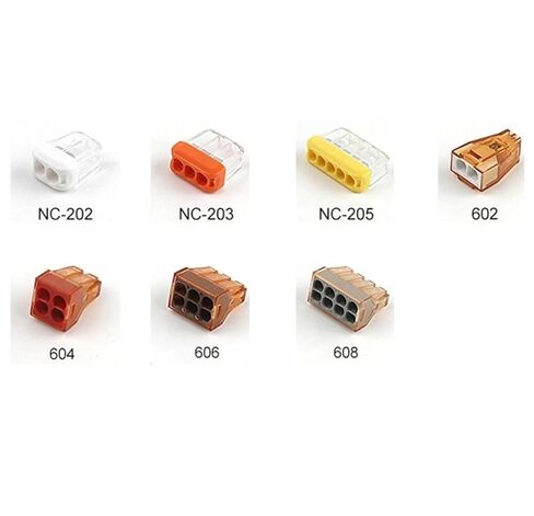 Universal Compact Wiring Splicing Conector 25PCS Quick Wiring Connectors 2/3/4/5/6/8 Pin Hard Wire Straight Insertion Compact Push-in Type Conductor Terminal Block(NC-205) in Saudi Arabia