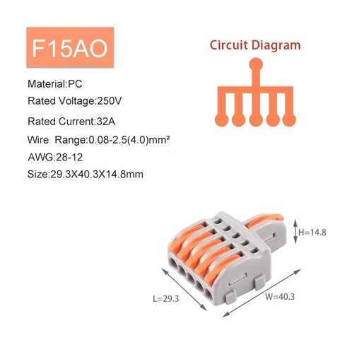 Universal Compact Wiring Splicing Conector 5 PCS Wire Cable Connectors SPL-42 Universal Compact Splitter Electrical Conductors Push-in Home Terminal Block(NV-F15AO) in Saudi Arabia