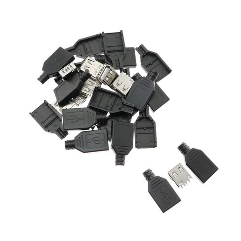 fengpeng 10pcs Type A Male Female USB 4 Pin Plug Socket Connector with Black Plastic Cover, Type-A for DIY Projects(Female 10PCS) in Kuwait