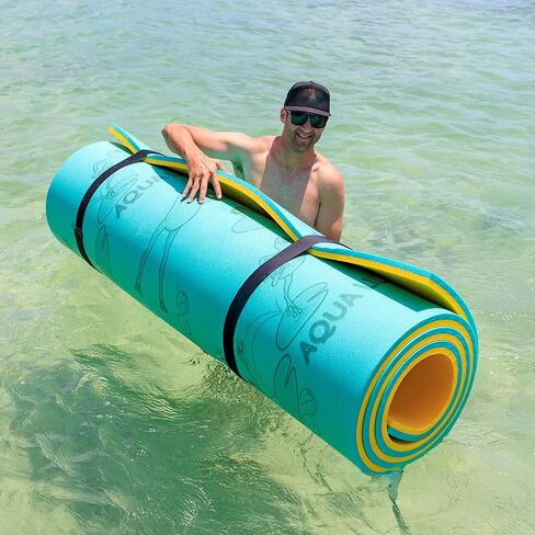 وسادة أكوا ليلي مقاس 110 بوصة، أشرطة تخزين عائمة مع واقيات وسادة لزنبق الماء، الضفدع، سجادات مياه ماوي، مجموعة من 2 in Kuwait