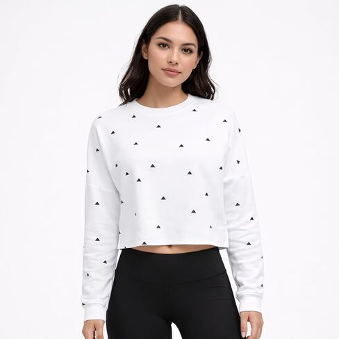 adidas Women's AOP Crew Sweatshirt White in Saudi Arabia