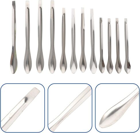 Alipis 12pcs Stainless Steel Lab Measuring Spoon Sampling Scoops Lab Table Spoons Teaspoons Tool in Saudi Arabia