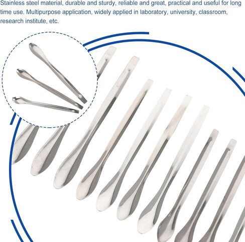 Alipis 12pcs Stainless Steel Lab Measuring Spoon Sampling Scoops Lab Table Spoons Teaspoons Tool in Saudi Arabia