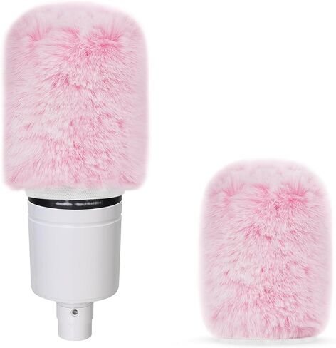 Geekria for Creators واقي رياح فروي لميكروفونات بقطر 1.5 بوصة (38 مم)، وغطاء للرياح لميكروفون DeadCat، وغطاء أمامي زغبي متوافق مع Fifine A6 (وردي / عبوتين) in Kuwait