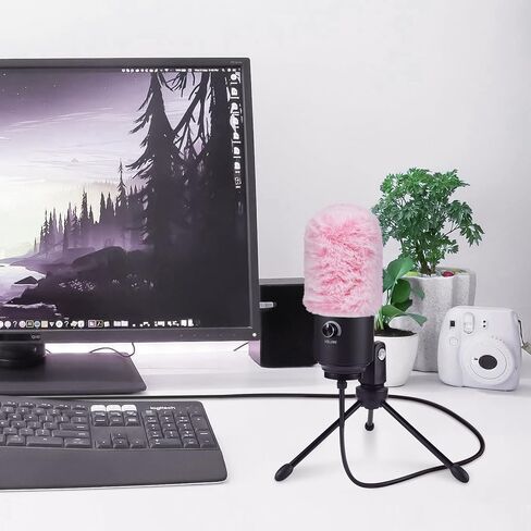 Geekria for Creators واقي رياح فروي لميكروفونات بقطر 1.5 بوصة (38 مم)، وغطاء للرياح لميكروفون DeadCat، وغطاء أمامي زغبي متوافق مع Fifine A6 (وردي / عبوتين) in Kuwait